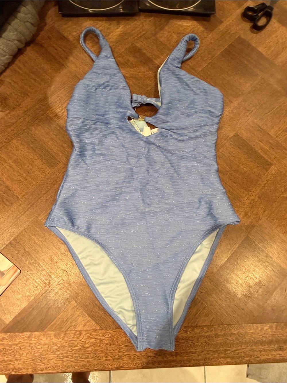 Cupshe Shimmery Light Blue One-Piece Swimsuit